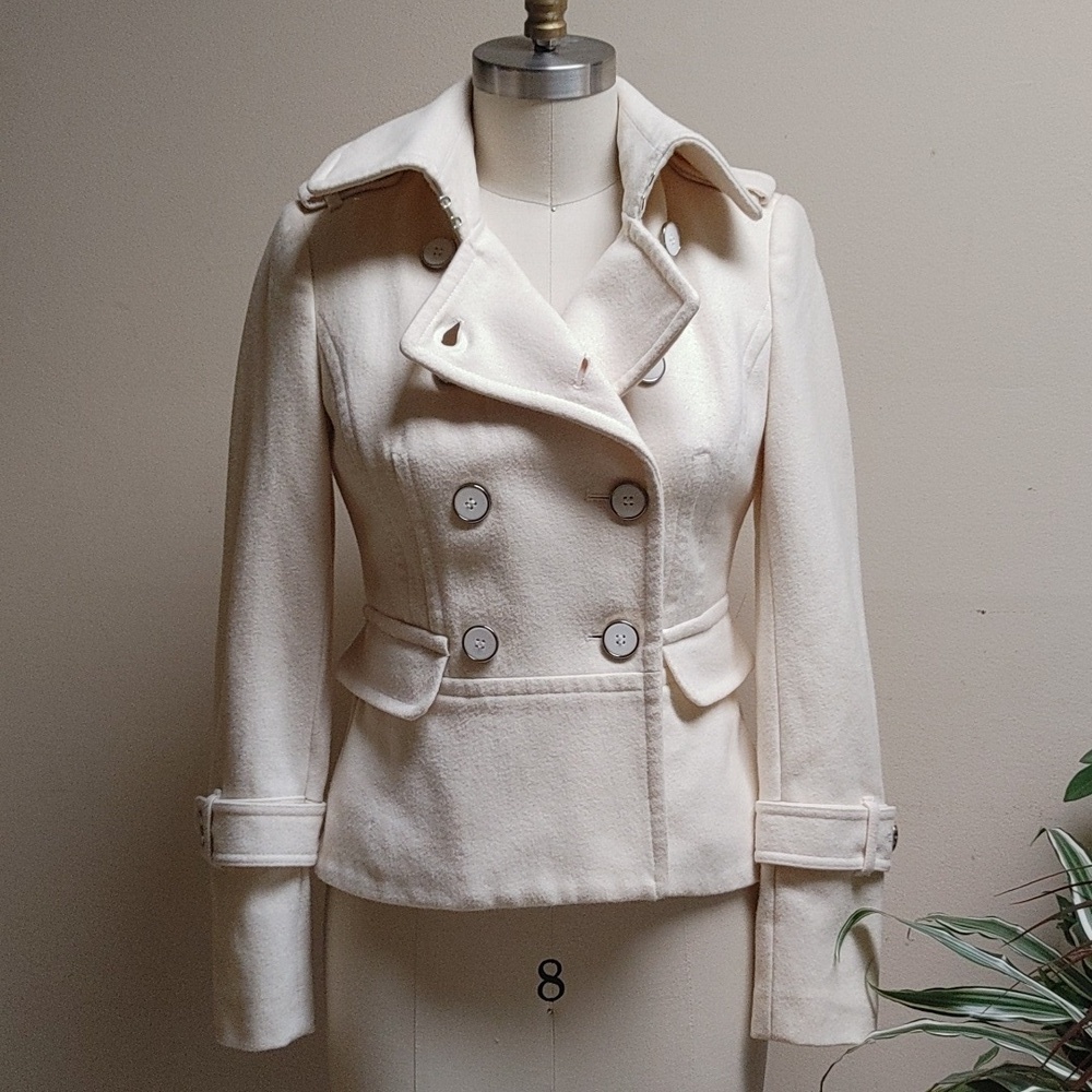 New York & Company Collection Ivory Tailored Pea Coat Size XS - Picture 5 of 12